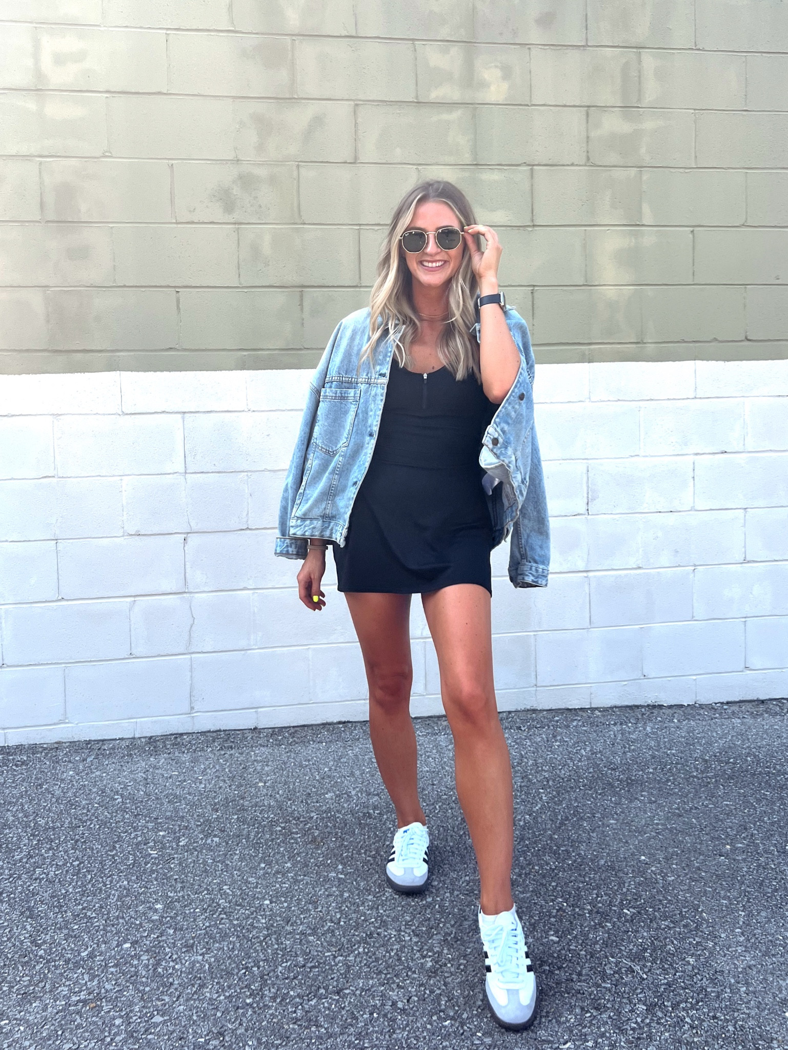 Styling adidas sambas. Travel outfit. Tennis dress. Boyfriend jacket  

#LTKshoecrush #LTKtravel #LTKFind