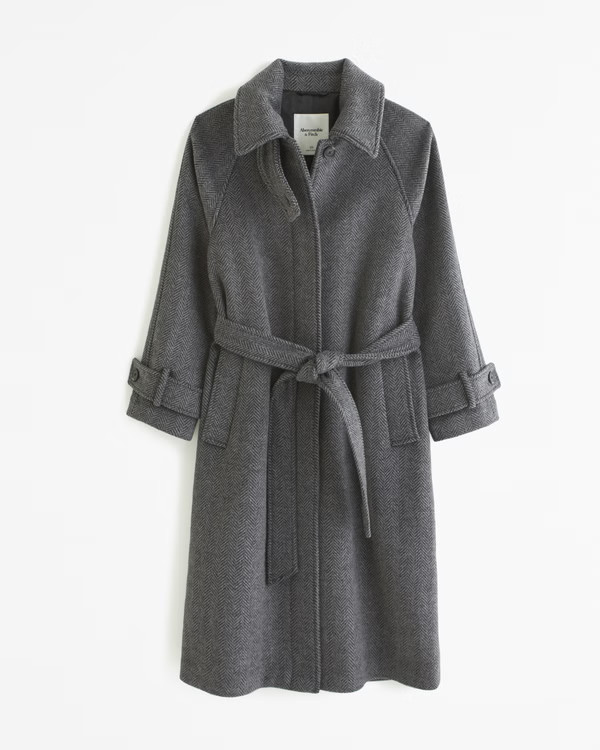 Wool-Blend Funnel Neck Coat | Abercrombie & Fitch (UK)