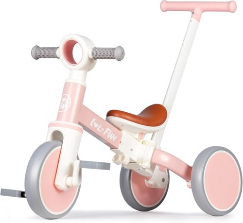 LOL-FUN Tricycle for Toddlers 1-3 Years Old Riding Toy, 5 in 1 Baby Balance Bike 2 Year Old Boys Girls with Parent Steering Push Handle | Amazon (US)