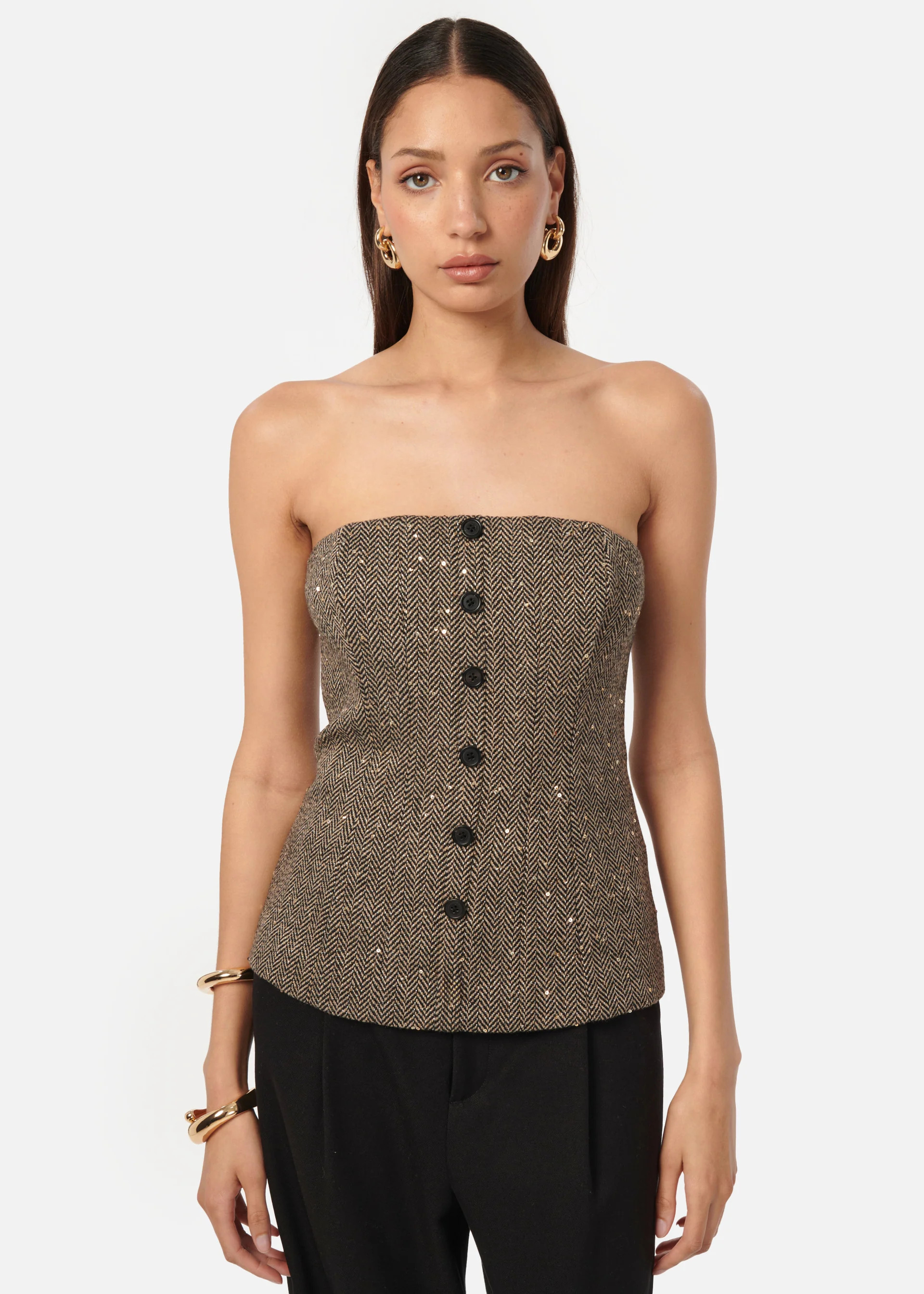 Wrenley Sequin Tweed Blazer Black | CAMI NYC