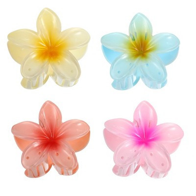 Unique Bargains Girls Claw Hair Clips Flower Shape Hair Accessories Pink Purple Blue Yellow 4 Pcs | Target