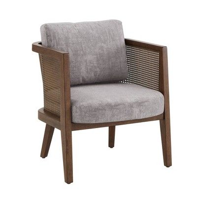 Boise Walnut Finish Fabric Cane Accent Chair - Inspire Q | Target