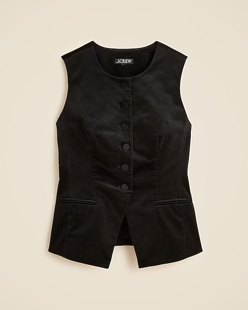 Essential cutaway vest top in velvet | J. Crew US