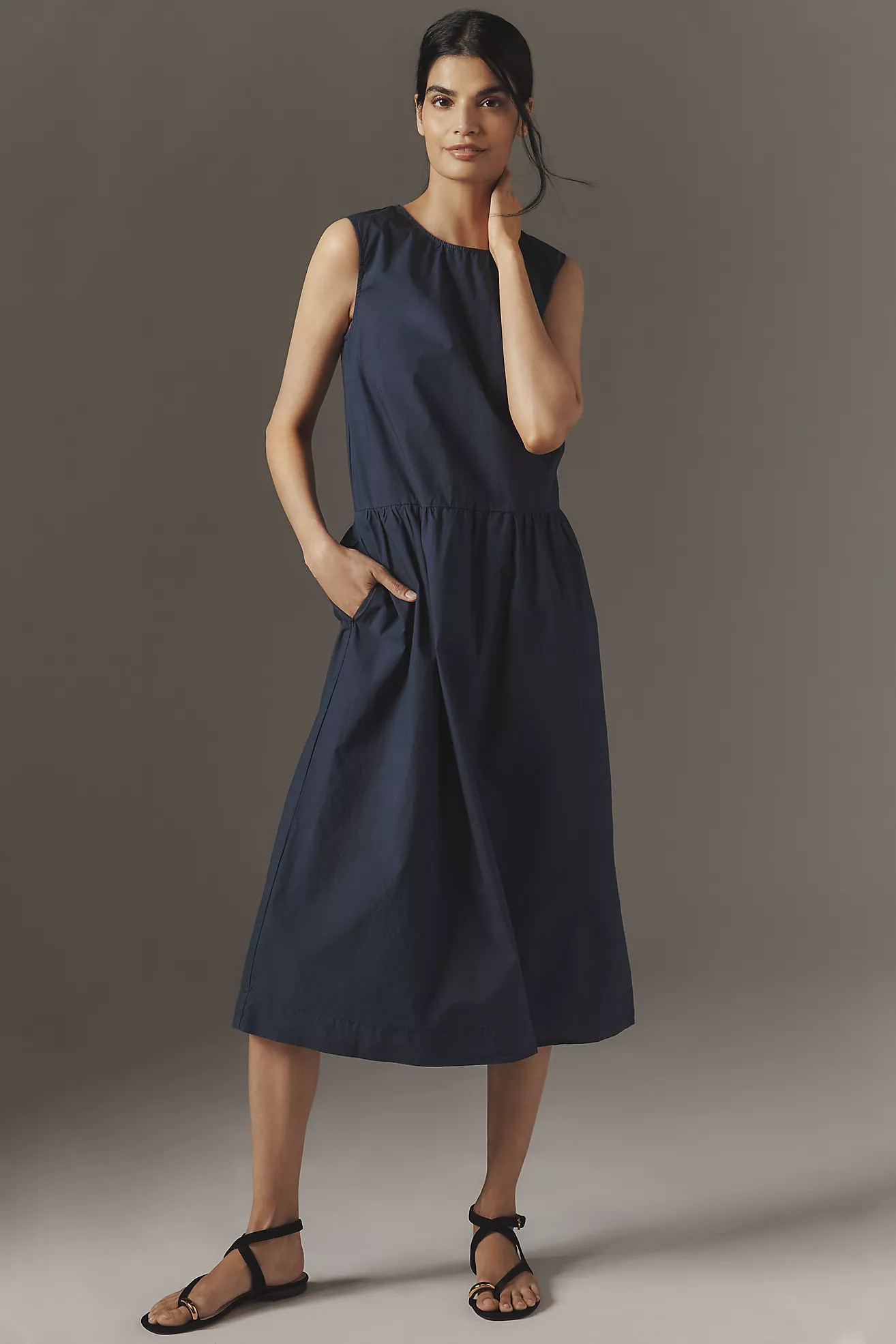 Velvet by Graham & Spencer Masha Sleeveless Poplin Midi Dress | Anthropologie (US)