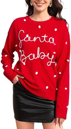 Simplee Womens Christmas Sweaters Long Sleeve Crewneck Oversized Sweater Fashion Winter Knitted P... | Amazon (US)