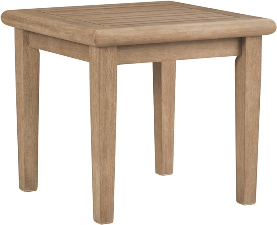 Signature Design by Ashley Gerianne Outdoor Eucalyptus Wood Square End Table, Beige | Amazon (US)