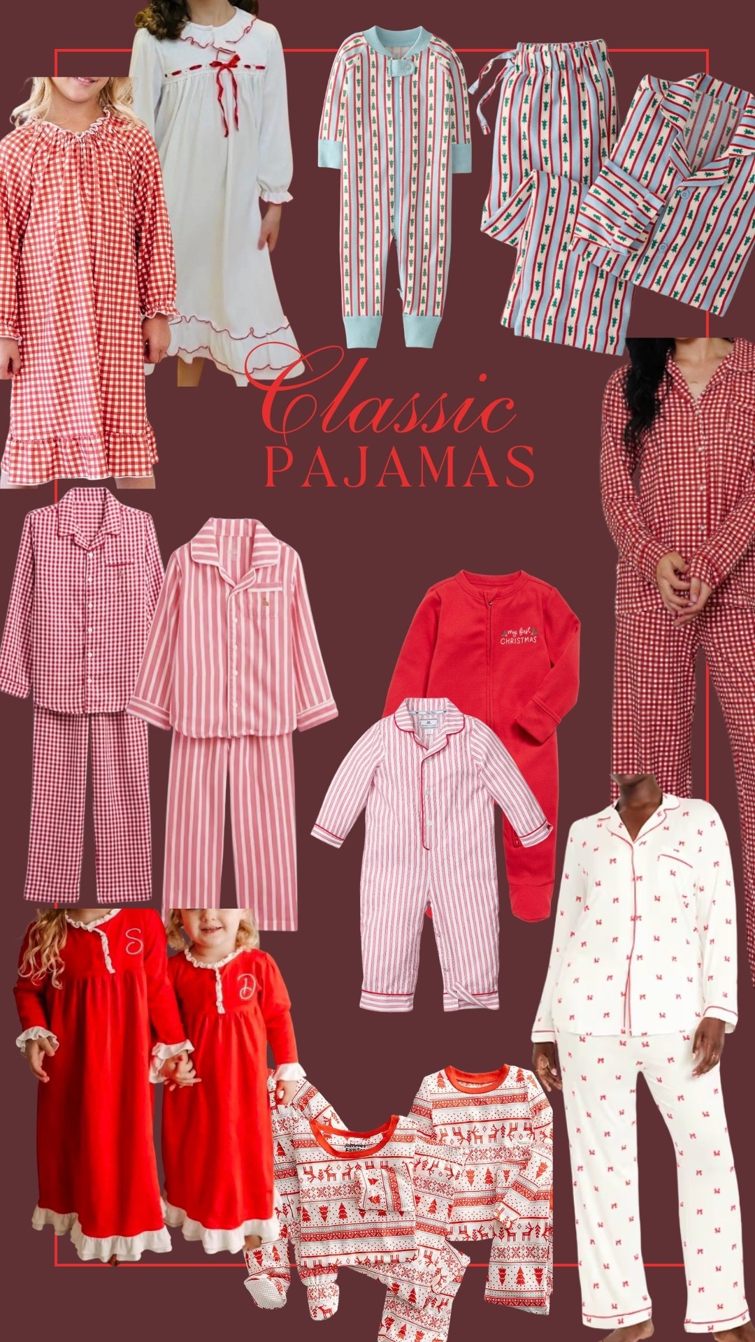 Classic vintage style holiday pajamas for adults, kids, and babies!

#LTKGiftGuide #LTKKids #LTKFindsUnder50