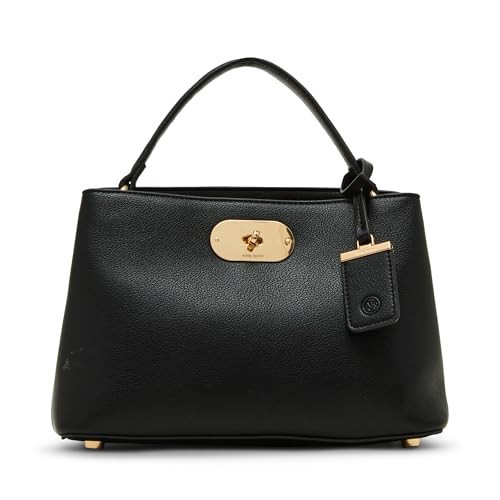 Anne Klein Women's Small Oval Turnlock Top Handle with Convertible Strap, Black | Amazon (US)