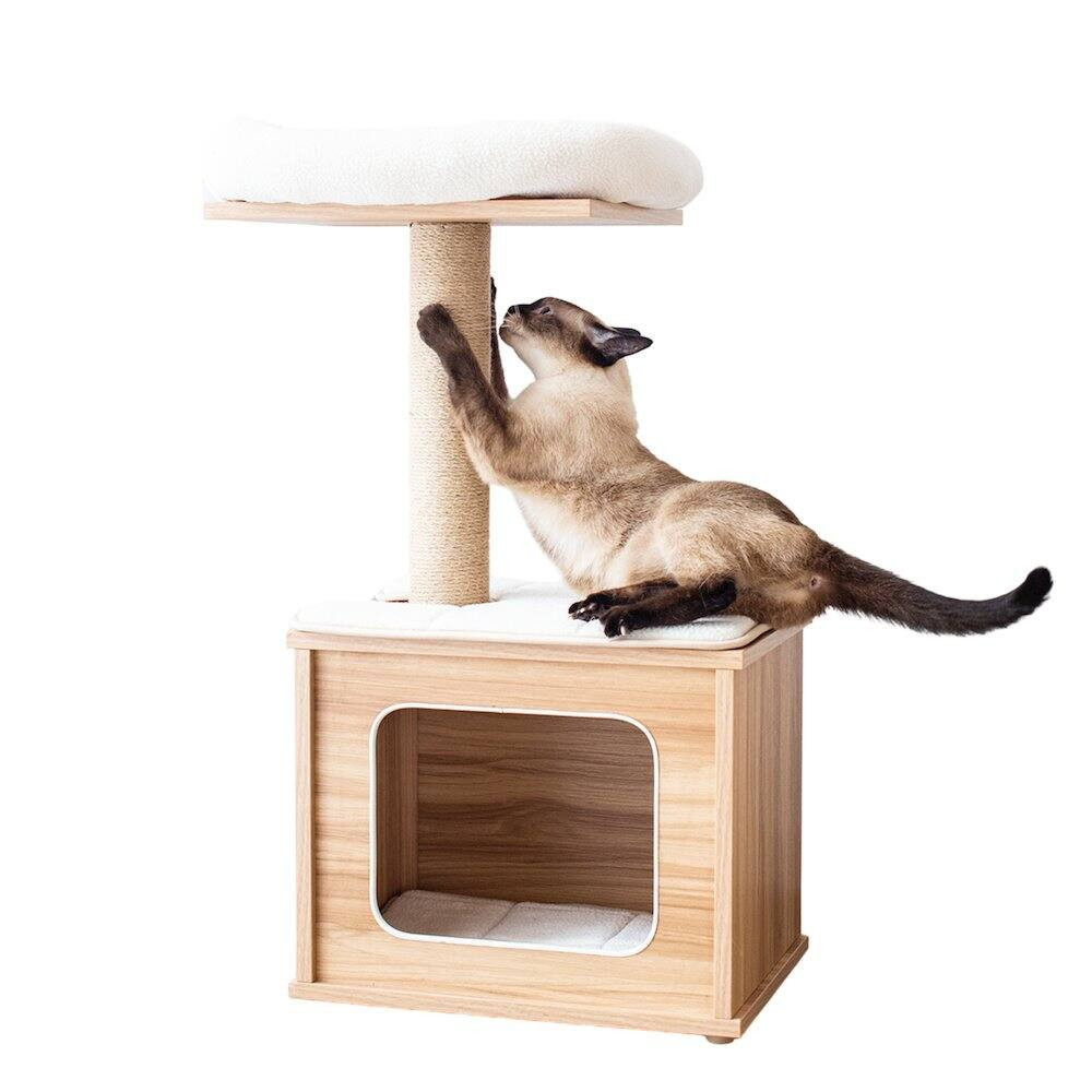 Catry - Cedar 3-Level 29.7"" Cat Tree for Small Cats & Kittens with Replaceable Parts - Brown | Best Buy U.S.