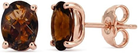 LE VIAN Gemstone Oval Stud Earrings for Women in 14K Yellow or Rose Gold Plated 925 Sterling Silv... | Amazon (US)