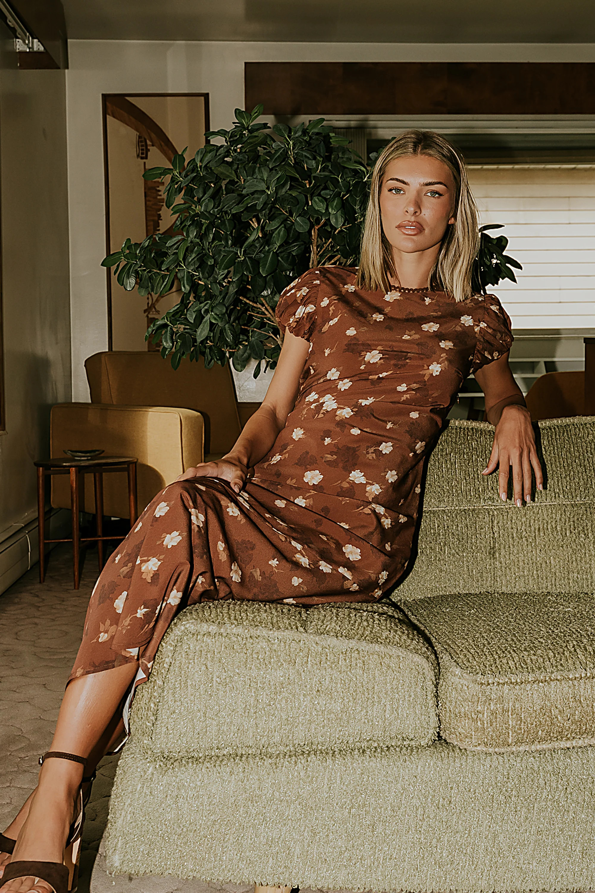 Ellianna Floral Maxi Dress in Brown | Böhme US