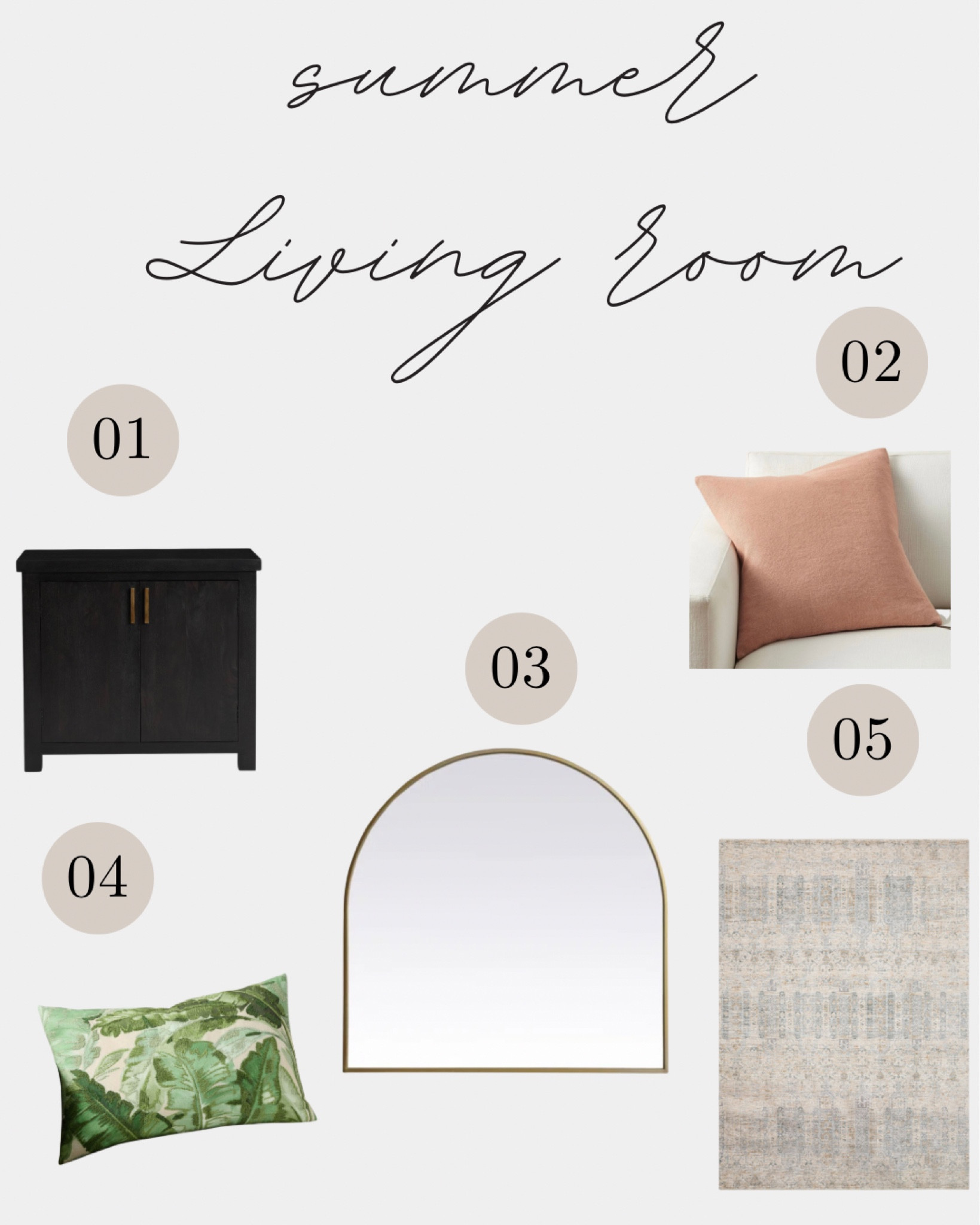 Summer living room refresh// arched mirror// media console // tropical pillow 

#LTKsalealert #LTKSeasonal #LTKhome