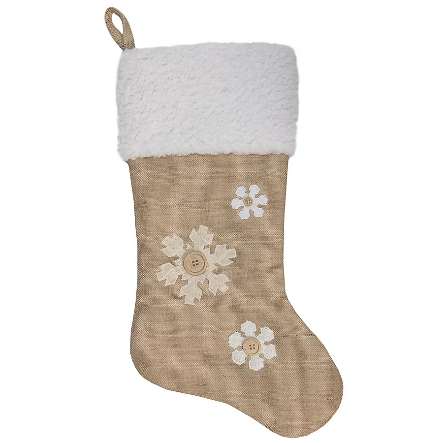 Northlight 20.5-in Brown Snowflake Christmas Stocking | Lowe's