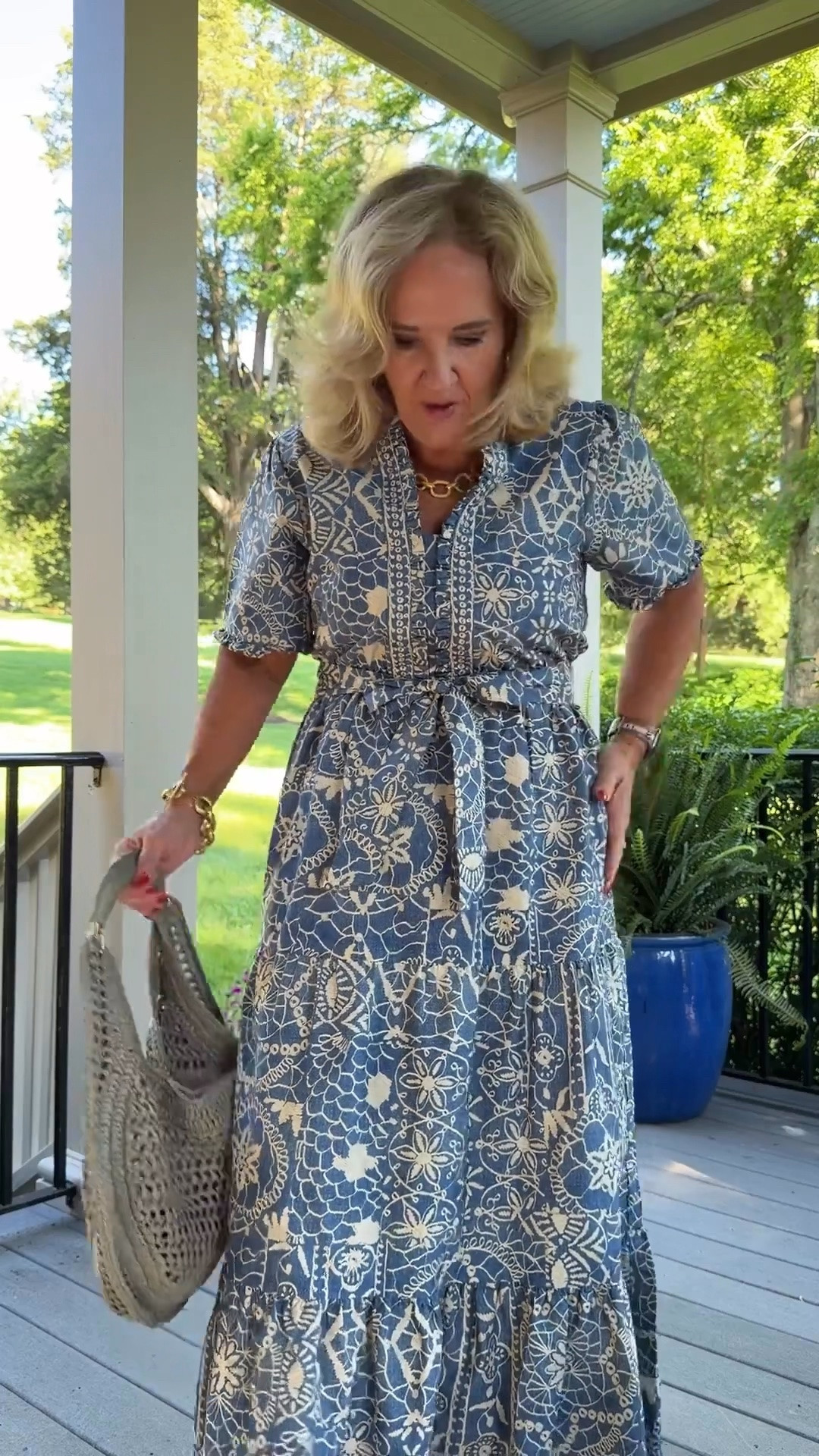 This printed midi dress is an effortless one-and-done outfit with a flattering tie waist, feminine puff sleeves, and a timeless blue and cream print. Perfect for work, brunch, vacation, or any occasion when you want to look polished with minimal effort. Wearing a size 8.

💡 LTK MADE EASY

❤️ Heart = Support my posts
🔖 Save = Get sale & restock alerts
📋 Lists = Keep favorites organized
📲 Share = Send to yourself for later
💬 Comment = Ask me anything

#LTKootd #LTKSeasonal #LTKOver40