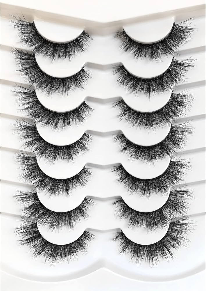 Pooplunch False Eyelashes Cat Eye Look Natural Fluffy Lashes Wispy Short Fake Eyelashes Faux Mink... | Amazon (US)