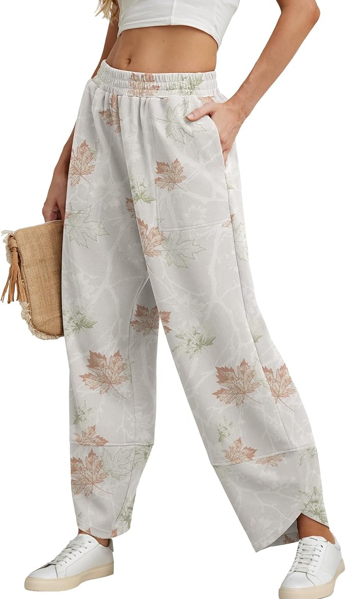 Womens Wide Leg Harem Pants Casual Loose Elastic Waist Solid Color Comfy Palazzo Lounge Baggy Swe... | Amazon (US)