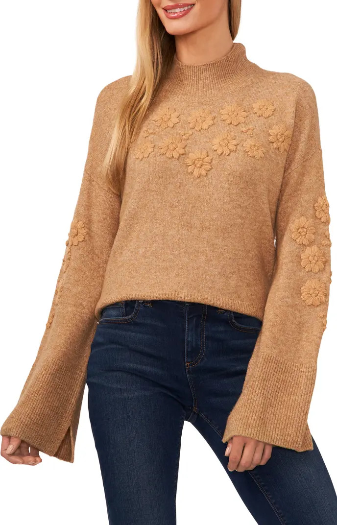 Floral Embroidered Mock Neck Sweater | Nordstrom