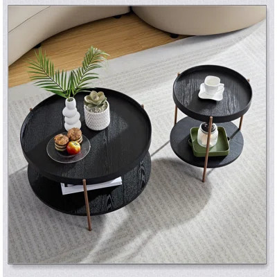 2-Piece Modern 2-Tier Round Coffee Table Set For Living Room, Easy Assembly And Space-Saving Design | Wayfair North America