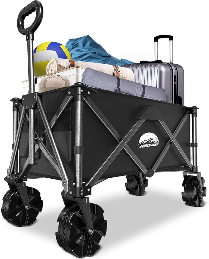 Collapsible Folding Wagon Cart Heavy Duty,Beach Wagon with Big Wheels,Utility Grocery Wagon with ... | Amazon (US)