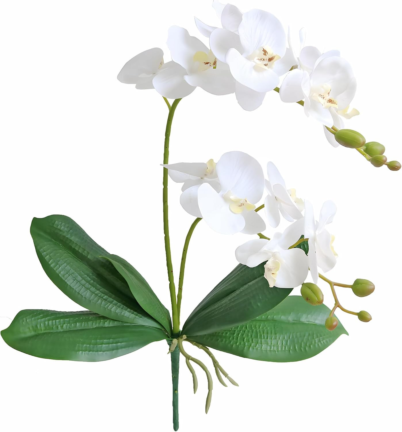 Jasming Elyjhyy Artificial Phaleanopsis Flowers Fake Orchids Leaves Branches for Home Bonsai Garden Decoration (White) | Amazon (US)