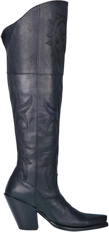 Dan Post Womens Jilted Embroidered Snip Toe Dress Boots Over the Knee High Heel 3" & Up - Brown | Amazon (US)