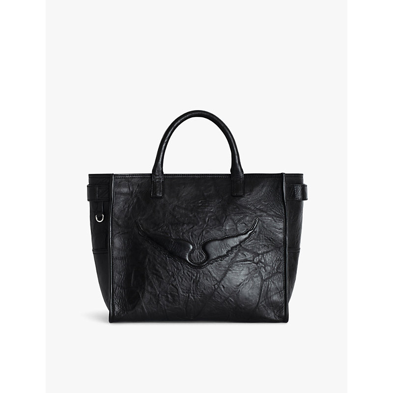 Zadig&Voltaire Womens Noir Angel Crinkle-Effect Leather Tote Bag 1 Size | Selfridges