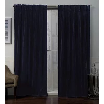 Navy Pinch Pleat Velvet Curtain Panel Set, 96 in. | Kirkland's Home