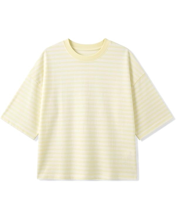 Y2k Women Oversized Striped Shirt Short Sleeve Crewneck Loose Fit T Shirts Casual Blouse Tee Fair... | Amazon (US)
