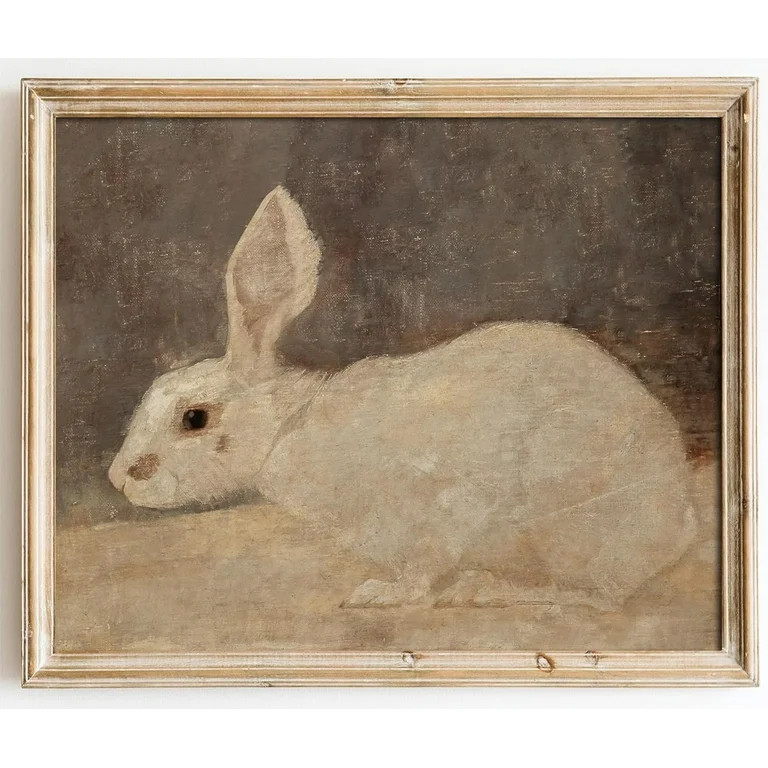 AVOI Vintage Wall Art Decor, Neutral Rabbit Canvas Painting, Farmhouse Decor Bunny Drawing for Nu... | Walmart (US)