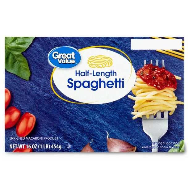 Great Value Half-Length Spaghetti, 16 oz - Walmart.com | Walmart (US)