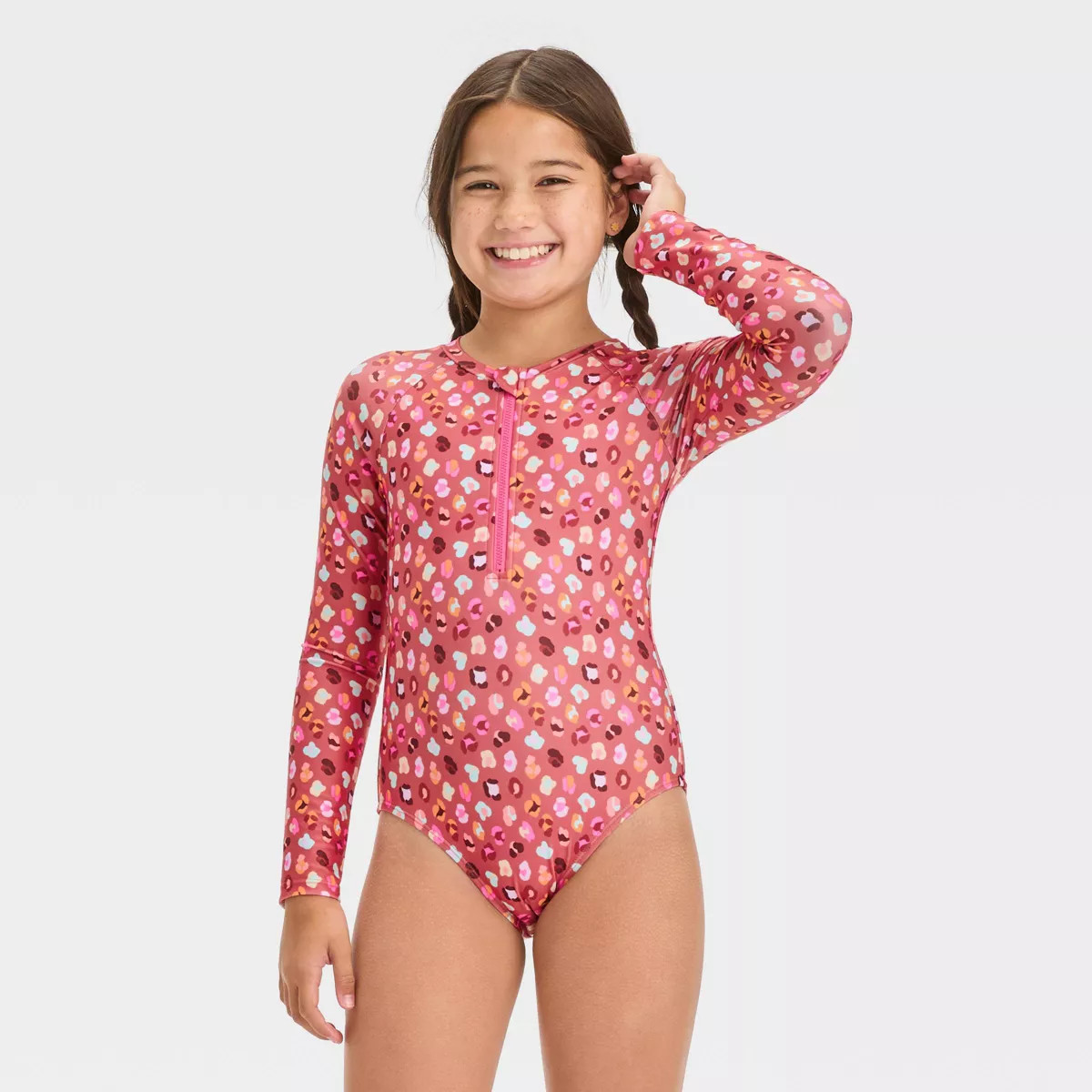 Girls' Wild Leopard Spots One Piece Rash Guard - Cat & Jack™ | Target