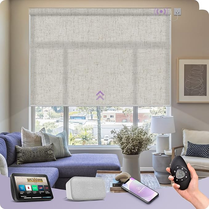 Graywind Motorized Light Filtering Shades Compatible with Alexa Google Hardwired WiFi Smart Half ... | Amazon (US)