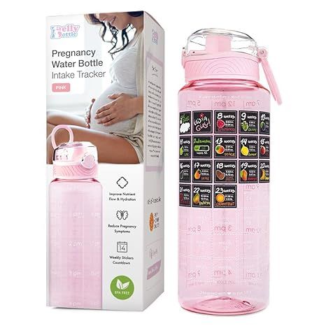BELLYBOTTLE Pregnancy Water Bottle Intake Tracker with Weekly Milestone Stickers (BPA-Free) Pregn... | Amazon (US)
