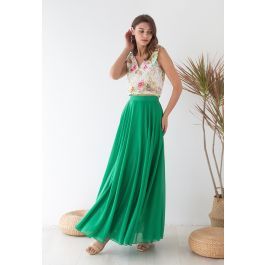 Timeless Favorite Chiffon Maxi Skirt in Green | Chicwish