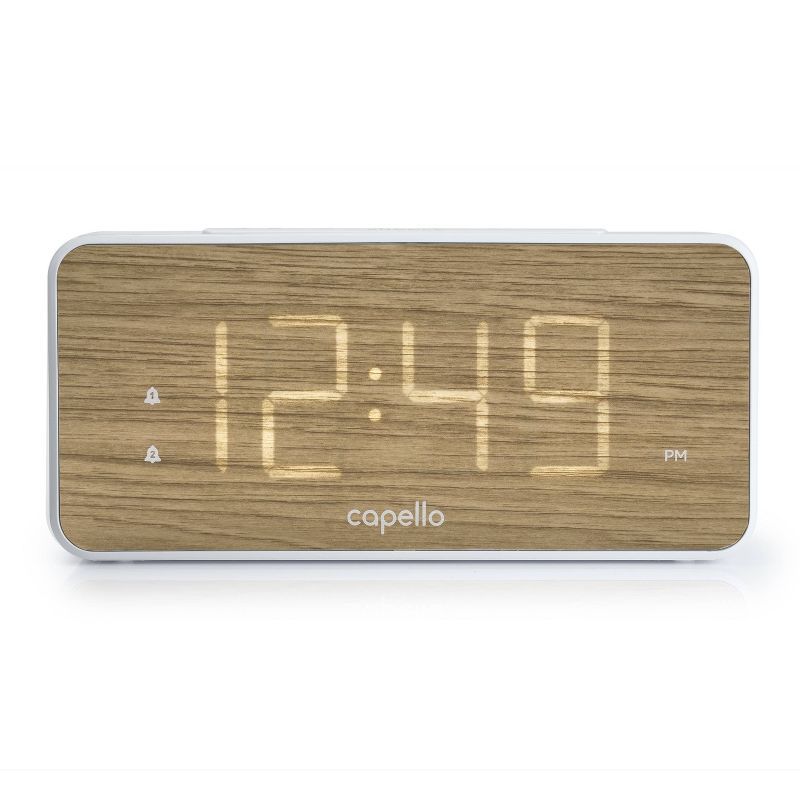 Extra Large Display Digital Alarm Clock White/Pine - Capello | Target