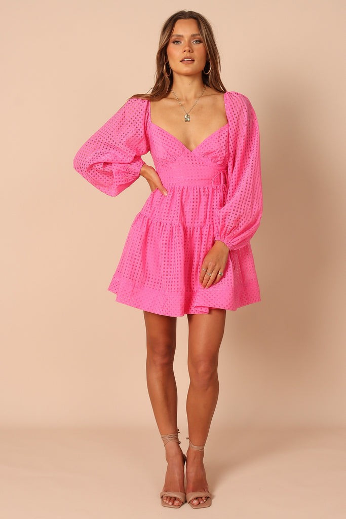 Augusta Long Sleeve Mini Dress - Magenta | Petal & Pup (US)