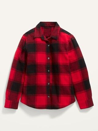 Cozy Long-Sleeve Button-Front Plaid Shirt for Girls | Old Navy (US)