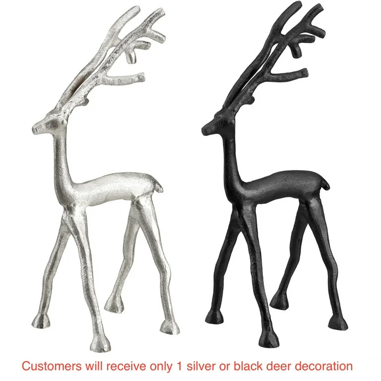 Holiday Time Small Metal Reindeer Table Top Christmas Decoration, Silver and Black, 10.25", Style... | Walmart (US)
