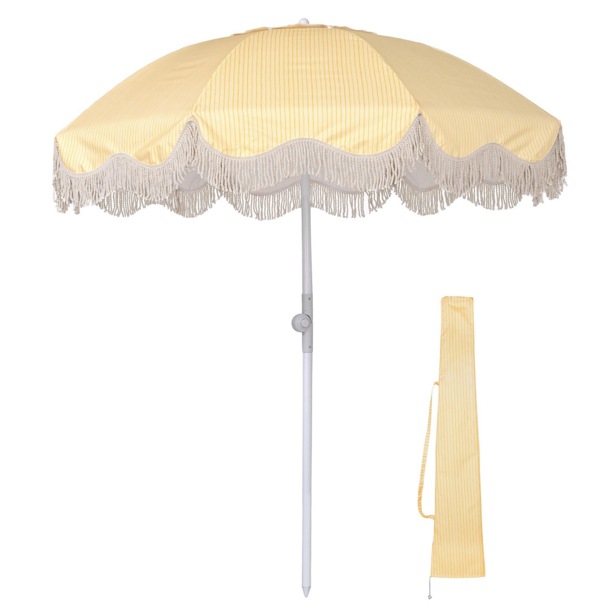 LAGarden 6Ft Fringe Patio Umbrella with Push Button Tilt Carry Bag UV30+ Outdoor Beach Yard Pool Party Deck Purple Stripe - Ocean-crayon yellow stripe | Macy's