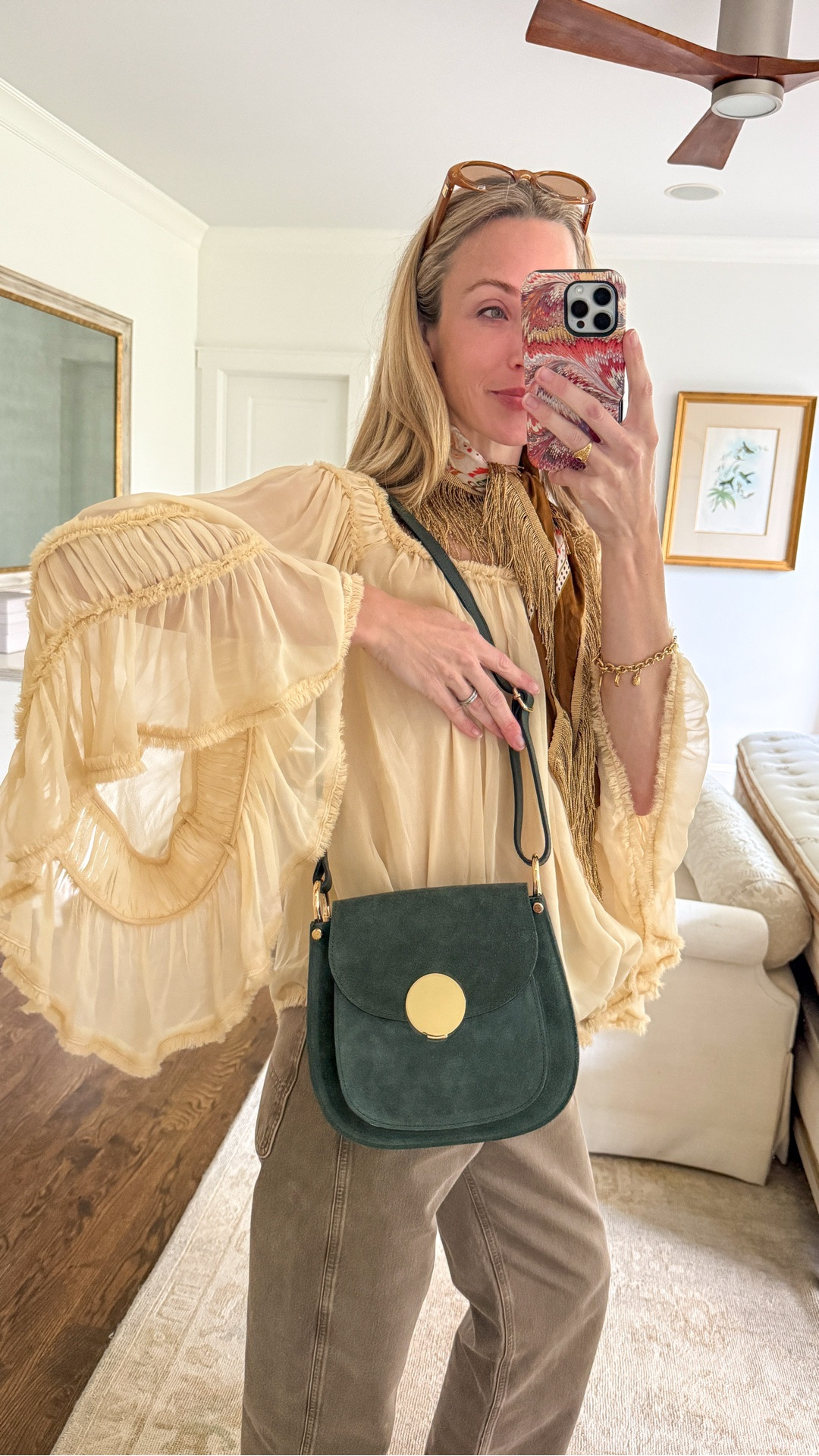 Blouse is old Zimmermann (similar linked), Miro jeans are a favorite casual cut (wearing full length, cropped version linked), similar sandals and bag linked.

Tan jeans, brown jeans, fall jeans, colored jeans, fall blouse, ecru blouse, beige blouse, cream blouse, fall tops

#LTKootd #LTKgrwm #LTKSeasonal