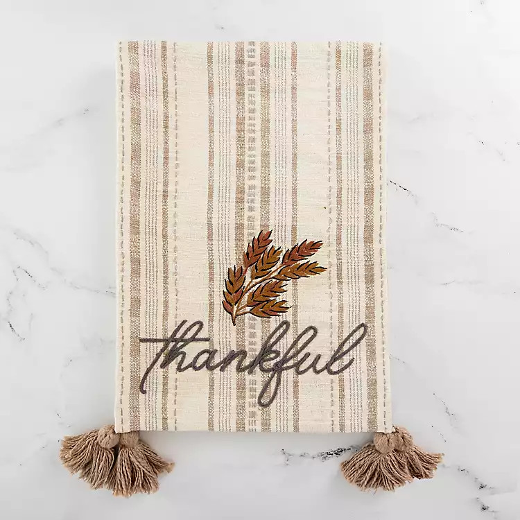 Thankful Wheat Striped Table Runner | Kirkland's Home