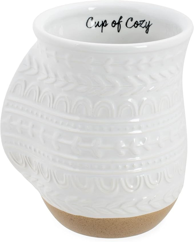 Elanze Designs Cup of Cozy Nordic Knit 14 ounce Ceramic Stoneware Handwarmer Coffee Mug, Raw Clay | Amazon (US)