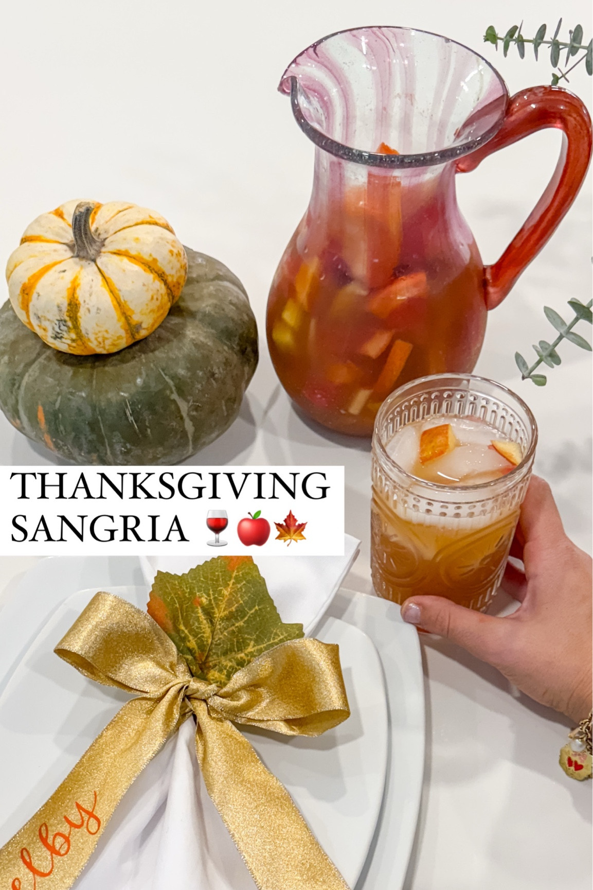 A yummy Thanksgiving cocktail idea 

YOU’LL NEED:
1 honey crisp apple - sliced
1 blood orange - sliced
1 lemon - juiced 
2 cups of apple cider 
1/4 cup of apple butter 
2 tbs of maple syrup
Pumpkin pie spice
1/2 cup of brandy
1 bottle of white wine (moscato or riesling for a sweeter sangria or Pinot Grigio or Sauvignon Blanc for less sweet)

Give that a good stir and serve in the beverage dispenser of your choice!


#LTKSeasonal #LTKParties #LTKHoliday