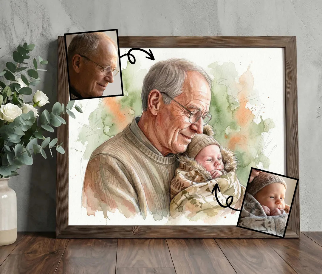 Custom Father\u2019s Day Portrait From Photo | Personalised Dad Gift | Watercolour Family Paintin... | Etsy (Global)