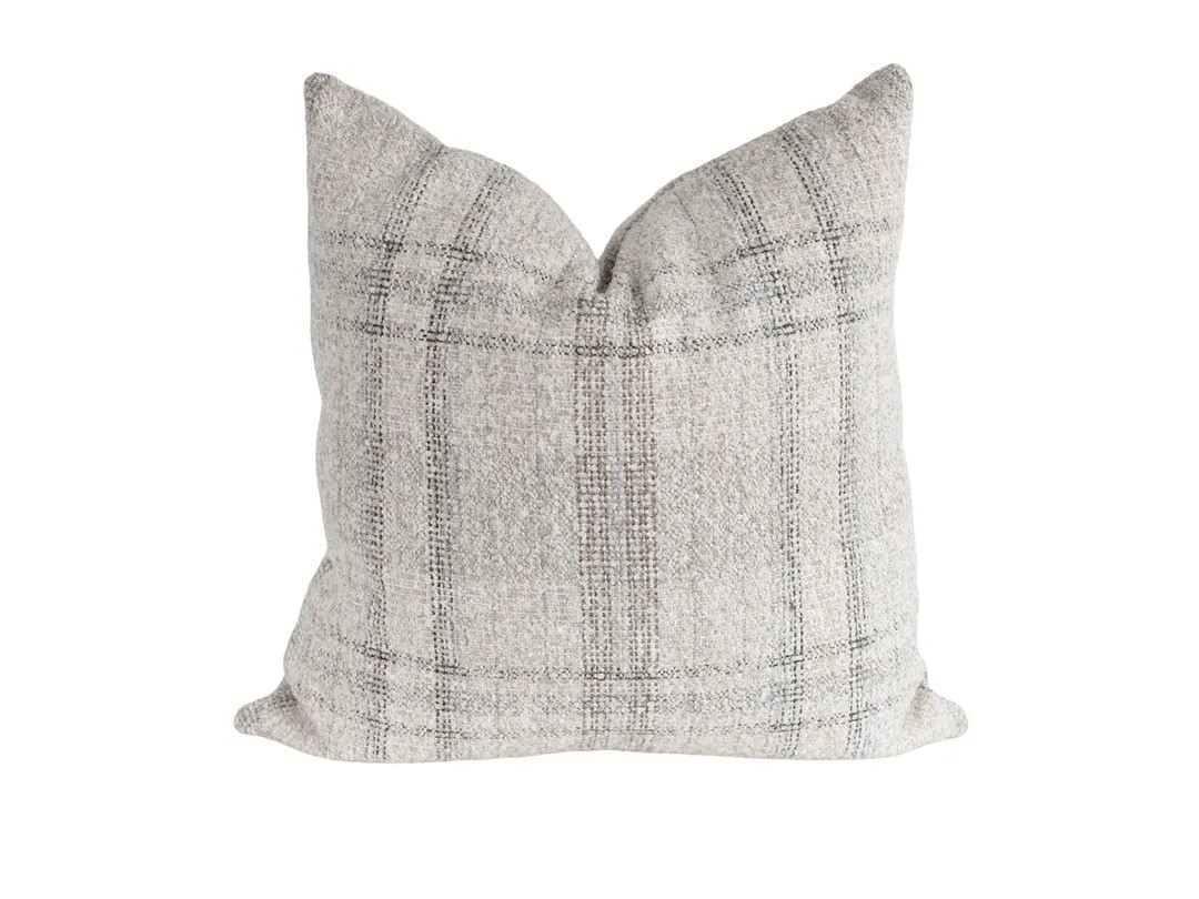 Neutral Plaid Pillow Cover: Modern Farmhouse Style - Etsy | Etsy (Global)
