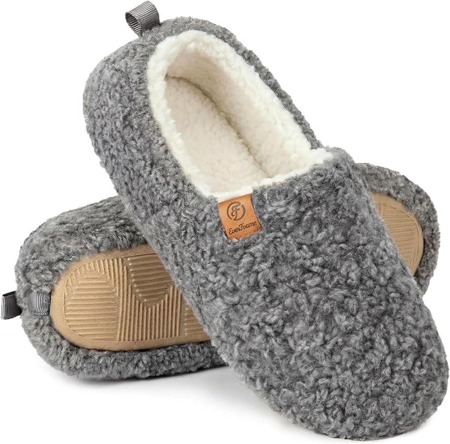 EverFoams Women’s Soft Curly Full Slippers Memory Foam Lightweight House Shoes Cozy Loafer with... | Amazon (US)