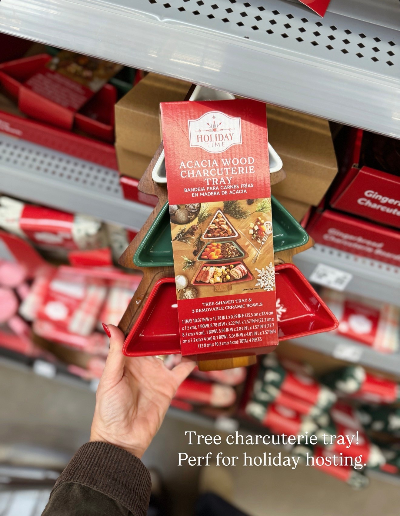 How adorable is this tree charcuterie board tree shaped serving set!? Perfect for your upcoming party that you’re hosting or hostess gift. I love that the little trays come out so you could use them separately or with the tree board.