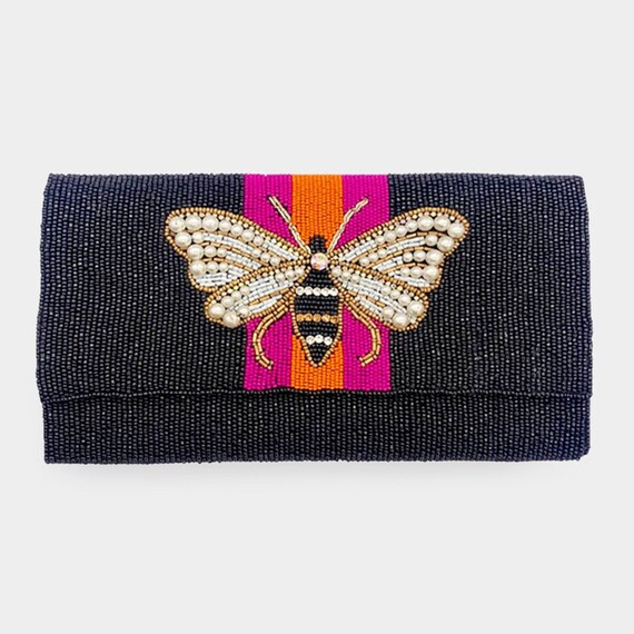 Honey Bee Accented Color Block Seed Beaded Clutch / Crossbody | Etsy | Etsy (US)