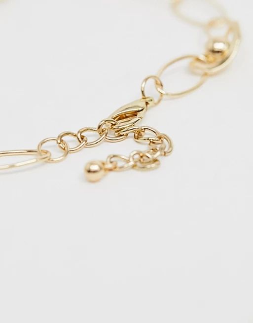 ASOS DESIGN necklace with interlocking and open link 70s style chain in gold | ASOS US