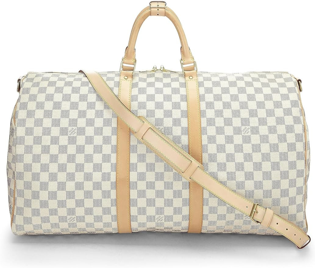 Amazon.com: Louis Vuitton, Pre-Loved Damier Azur Keepall Bandouliere 55, White : Clothing, Shoes ... | Amazon (US)